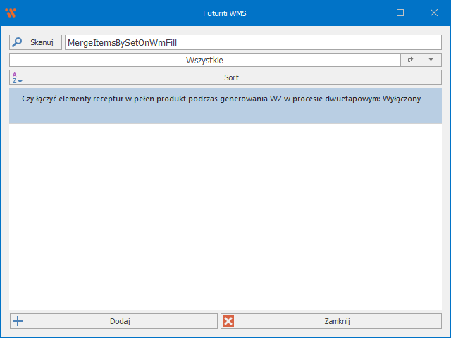 Konfiguracja parametru MergeItemsBySetOnWmFill